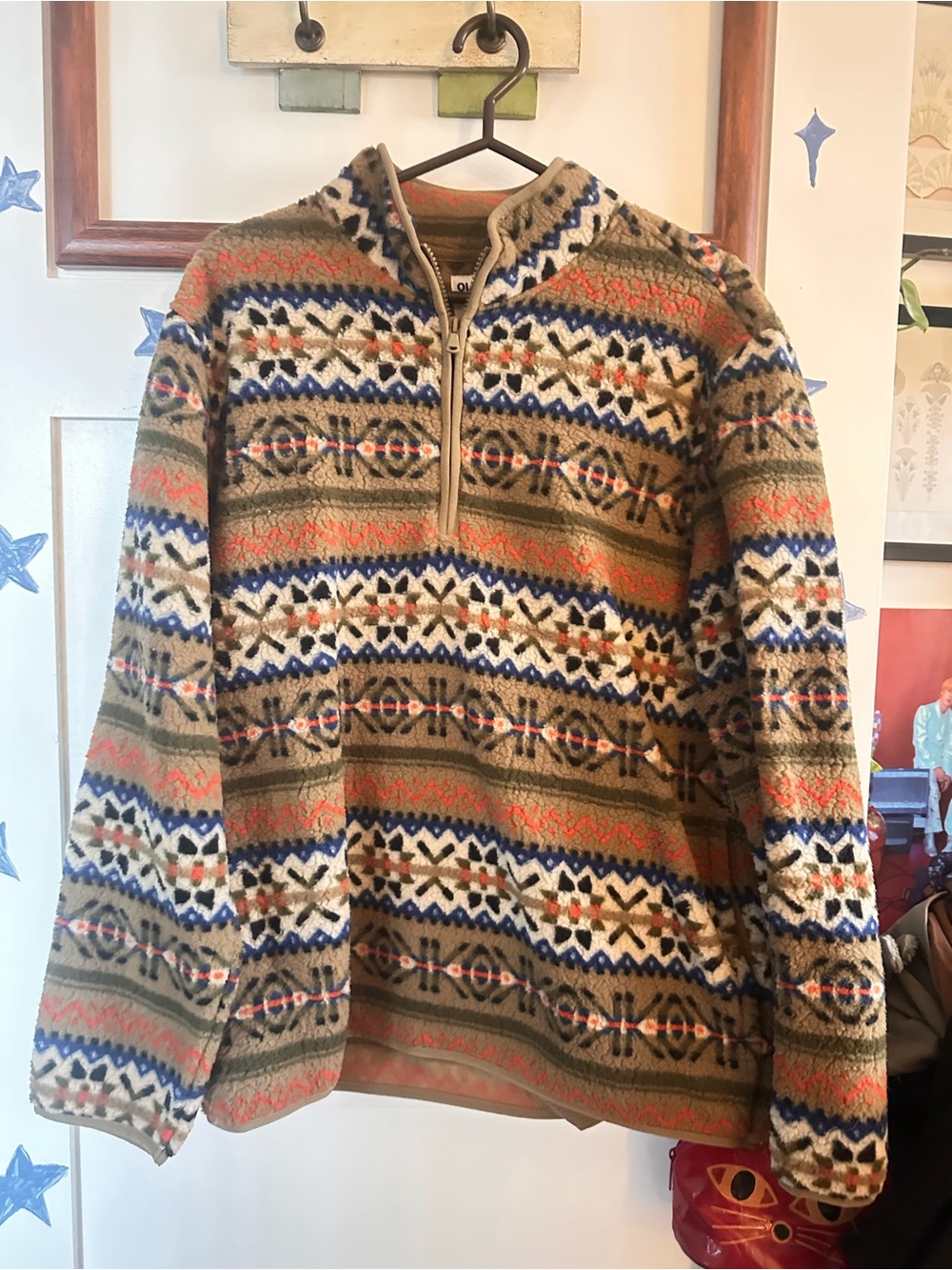 Old Navy Half-Zip Patterned Fleece Sweater